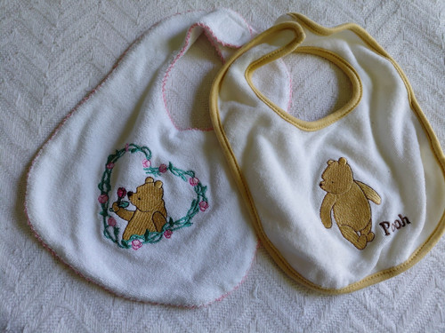 Vintage Classic Winnie The Pooh Y2K Embroidered Baby Bib Set Of 2