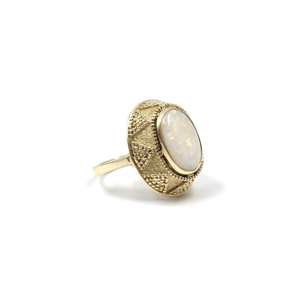14kt Gelbgold Ring 2.59ct Opal Edelopal Granulation 585 Gold Schmuck 17.2mm / 54 - Bild 1 von 4