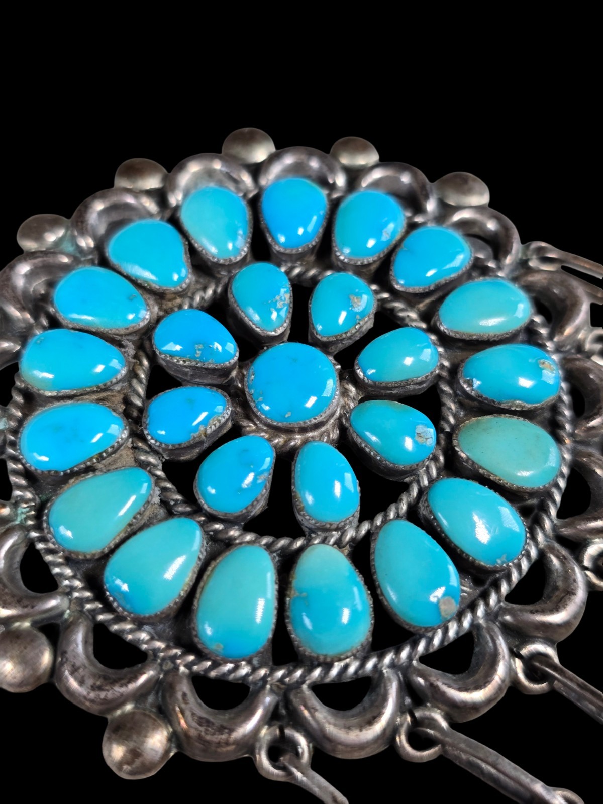 LARGE VINTAGE ZUNI PATSY WEEBOTHEE TURQUOISE CLUS… - image 4