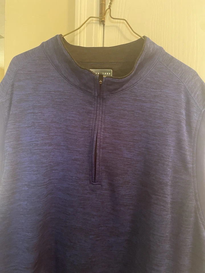 Chaleco de golf PGA Tour para hombre 1/4 cremallera informal pulóver azul jaspeado talla 3XL Foto 4 de 4