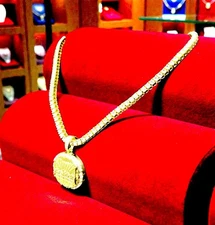 LAST SUPPER Iced Out Pendant & 5MM 16" Tennis Chain–Men’s 14K Gold Plated Bling