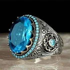 Silver Sterling Look Handmade Black Men's cubic zirconia Ring All Sizes Fashion