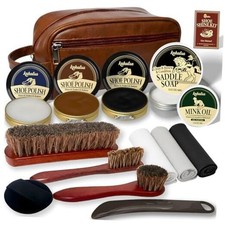 Shoe Shine Kit, Mens Gifts Ideas - 15PCS Shoe Polish Kit with Saddle Soap,