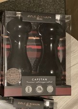 Cole & Mason Capstan Salt & Pepper Mill Set Beech Wood Gloss Black Brand New