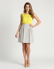 Loft Ann Taylor Womens Short Sleeve Yellow Beige Sheath Dress Size 2