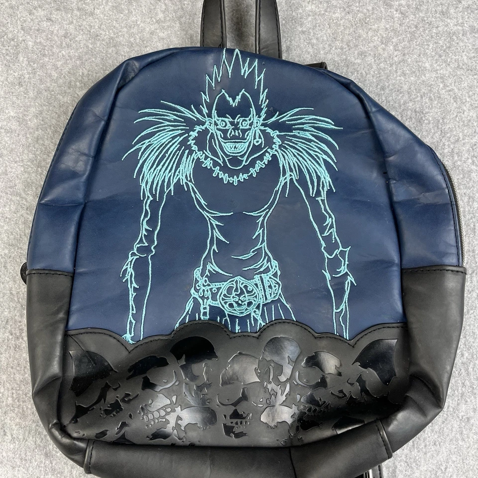 Mini Mochila Death Note Anime Manga 10" Imitación Cuero Azul Bordado Cremallera Foto 2 de 4