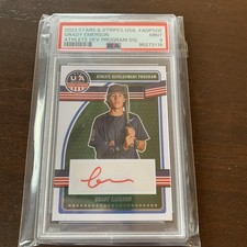 2023 Panini Stars & Stripes Grady Emerson Auto Blue Foil Parallel Red Ink PSA 9