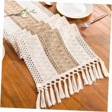 Boho Table Runner for Thanksgiving Fall Christmas Home 12"x72" Beige & Brown