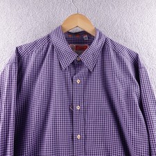 Robert Graham Mens XL Long Sleeve Gingham Button Down Shirt Purple Black
