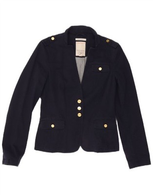 Esprit Womens 3 Button Blazer Jacket UK 10 Small  Navy Blue Cotton AZ01