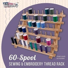 New Premium Beechwood 60-Spool Sewing  Embroidery Thread Rack Stand