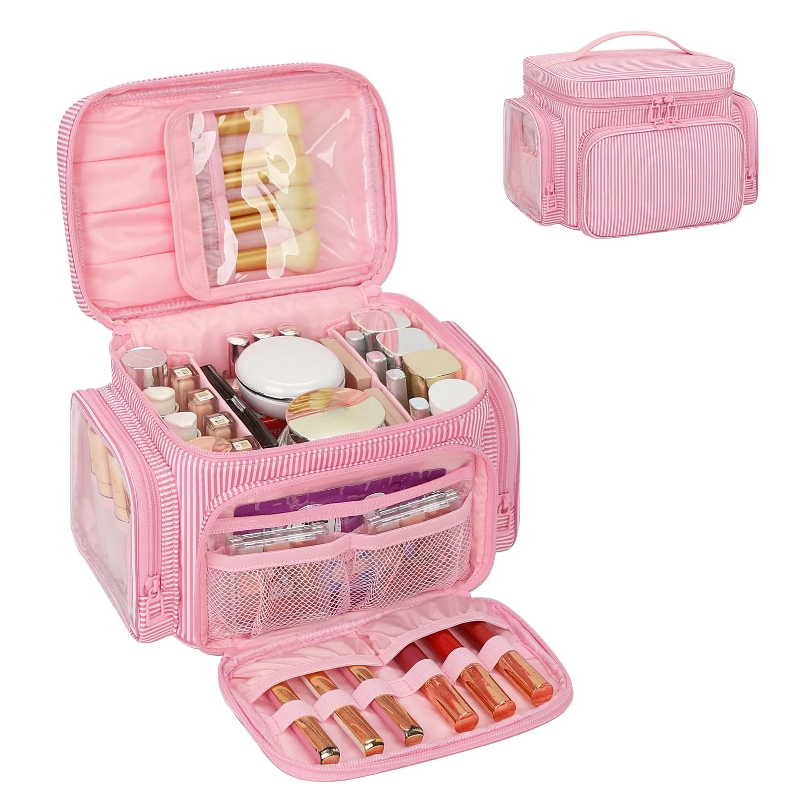 Large Makeup Bag, Portable Travel Makeup Bag Organizer for Women Girls with M...