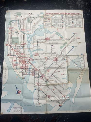 Mappa metropolitana vintage anni 60 NEW YORK CITY TRANSIT AUTORITY NYCTA 1962-1968 B14