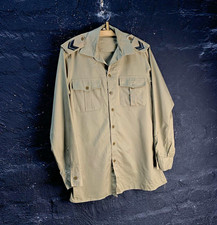 Vintage 1978 Italian Military Khaki Service Shirt Size 15.5 L Insignia 70s
