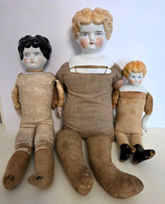 LOT OF 3 Vintage Low Brow China Head Dolls Please see all pictures for info