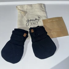Goumi Knit Organic Cotton Stay-On Baby Mittens 3/6 Months Black