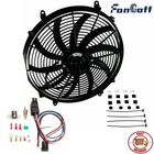 AU 16'' 12V Slim Thin Fan Push Pull Electric Radiator Fan & Thermostat Relay Kit