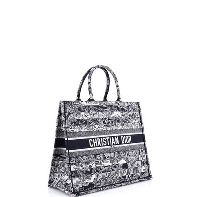 Christian Dior Book Tote Embroidered Canvas Large | eBay