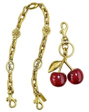 Bag Charm Chain with Cherry Pendant, Gold Purse Charm Chain Keychain for Hand...