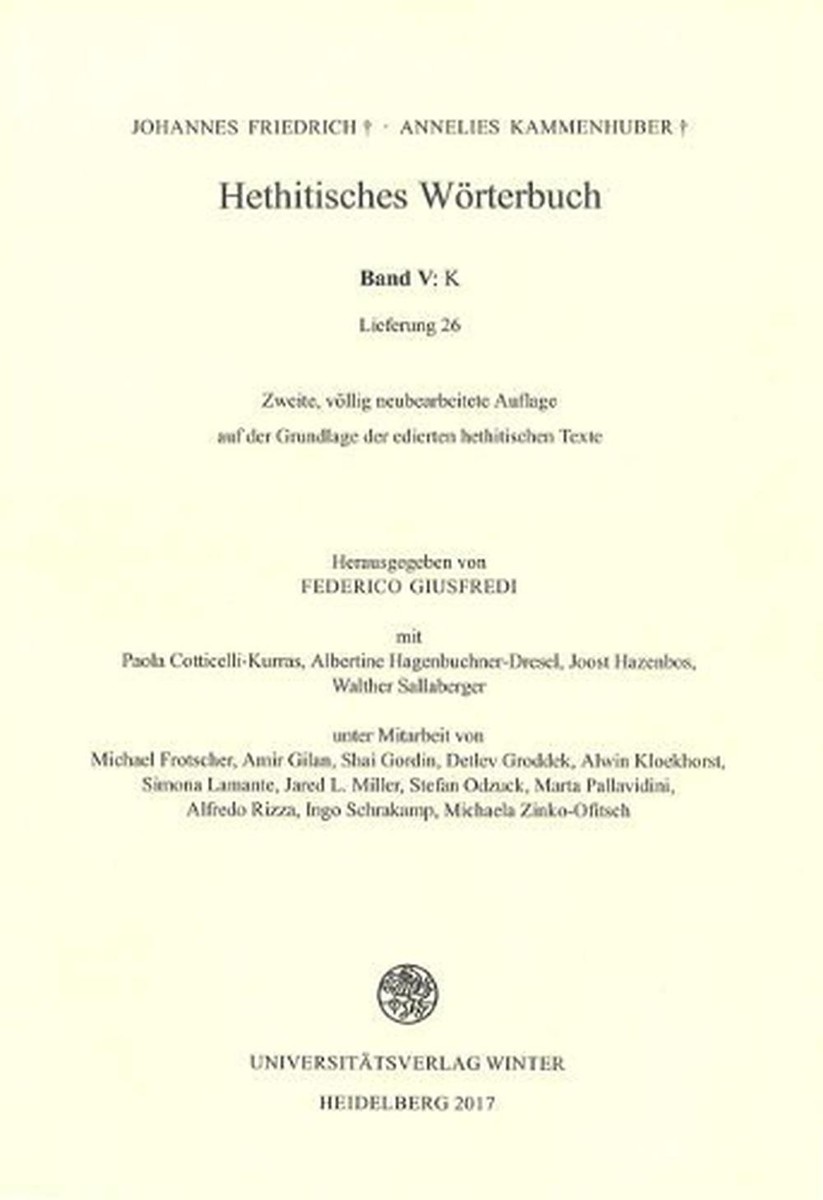 Hethitisches Worterbuch Band V: K (Lieferung 26) by Federico