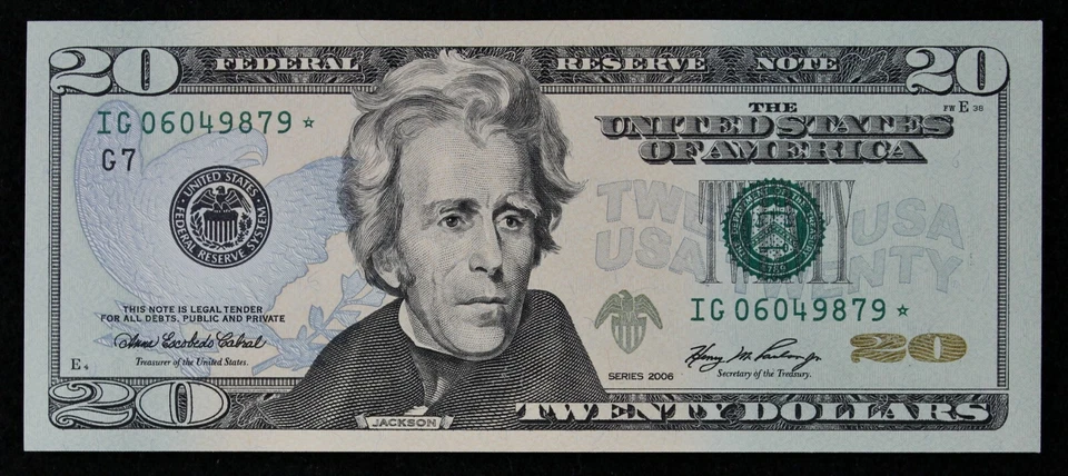 ENGRAVING ERROR $20 2006 Gem CU Star Federal Reserve Notes IG06049879*-80* - Image 4 of 4