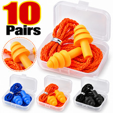10 Pairs Corded Silicone Ear Plugs Noise Cancelling Reusable Earplugs Case Range