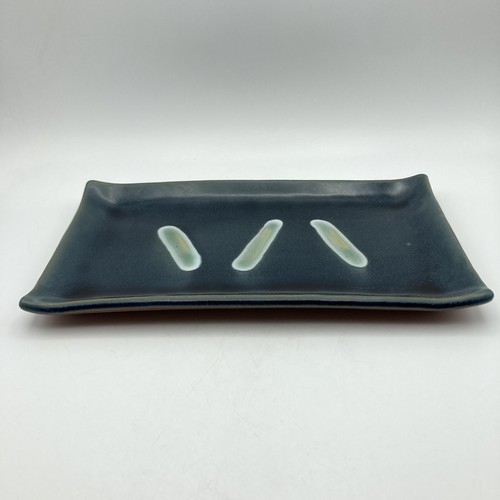 Piatto sushi rettangolare ceramica artistica vintage vassoio 10x6 astratto firmato 99 - Foto 3 di 10