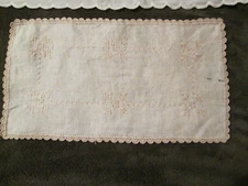 Lot of 3 Vtg Runner Table Doilies Crochet Embroidery Linen Lace Cotton Crafts