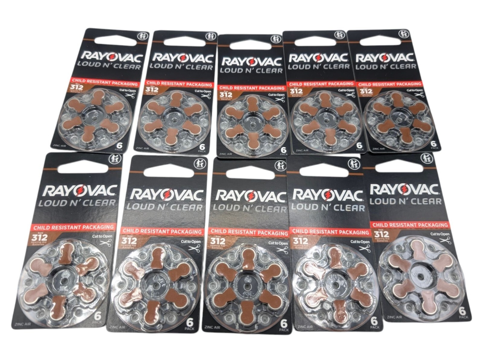 Rayovac 312 Hearing Aid Batteries 60 Count Zinc Air Child Resistant Packaging