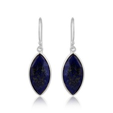 Lapis Lazuli Gemstone Designer 925 Sterling Silver Dangle Earrings Jewelry
