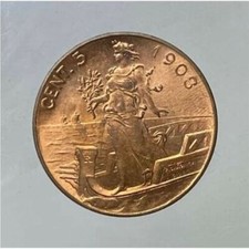 5 CENTESIMI 1908 PRORA ECCEZIONALE FALSO DI ELEVATA MANIFATTURA