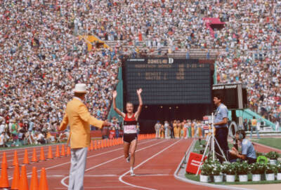 Grete Waitz of Norway finishes Olympics Womens Marathon held L- 1984 Old Photo