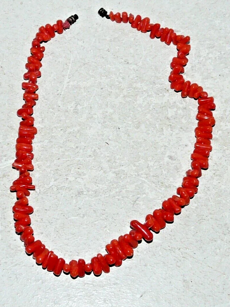Collier En Perles De Pierre Ou Verre Orange - Occasion, Bijou Ethnique Et Coloré