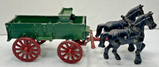 VINTAGE STANLEY 408 CAST ALUMINUM METAL WAGON HORSES