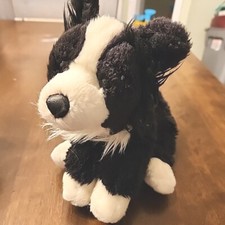 Animal Alley Border Collie Dog Stuffed Plush puppy Black  White Toys R Us 14"