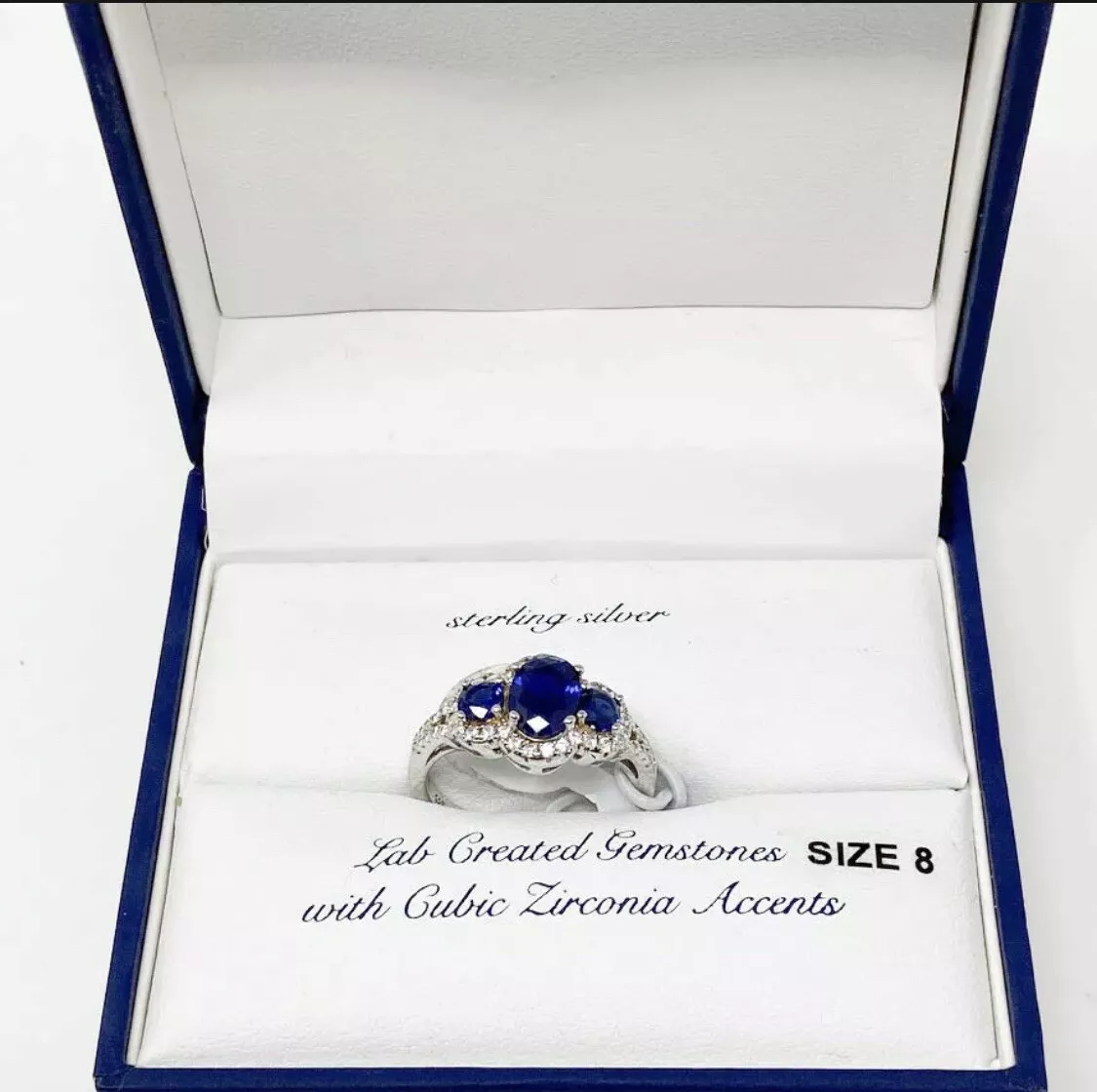 Olivia And Jackson Ring Sterling Silver Lab Created Blue Gemstone