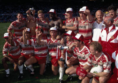 The Wigan Team 1992 Premiership Win Rugby League Old Photo