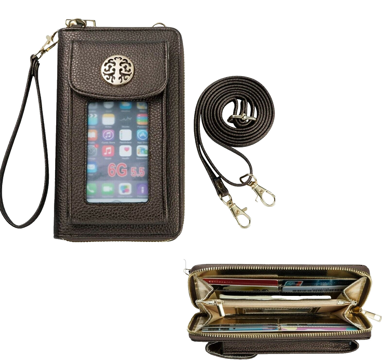 Маленький кошелек для мобильного телефона Кошелек-сумочка Сумка через плечо Сумка через плечо - Коричневый 3590₽