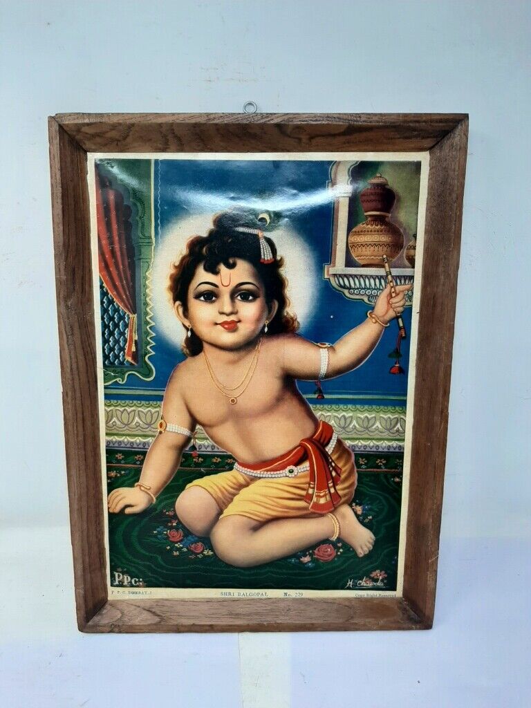 Collectible Hindu Lord Krishna Childhood Avatar Lithograph Print ...