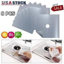 8pcs Gas Range Stove Top Burner Cover Protector Reusable Liner Clean Non-stick