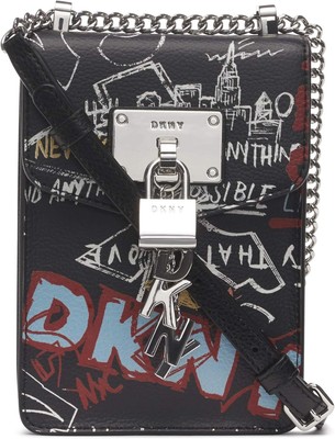 DKNY womens Dkny Elissa N/S Phone Crossbody, Black Graffiti, One Size US 