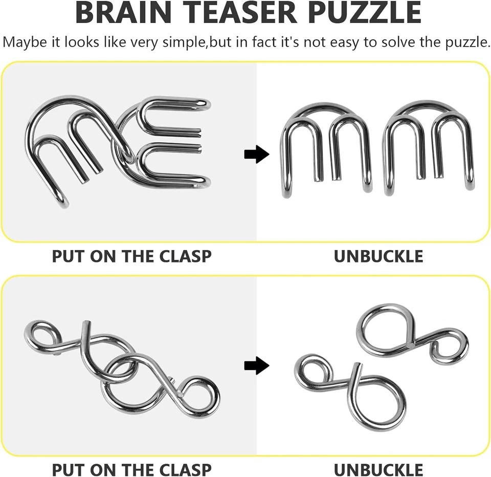 Set da 24 Rompicapo in Metallo Giochi  Puzzle Giocattoli Educativi Intelligenti - Immagine 4 di 4