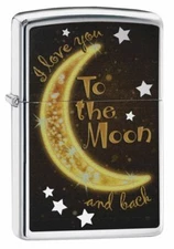 Zippo Windproof I Love You To The Moon Lighter, Golden Moon, 29059, New In Box