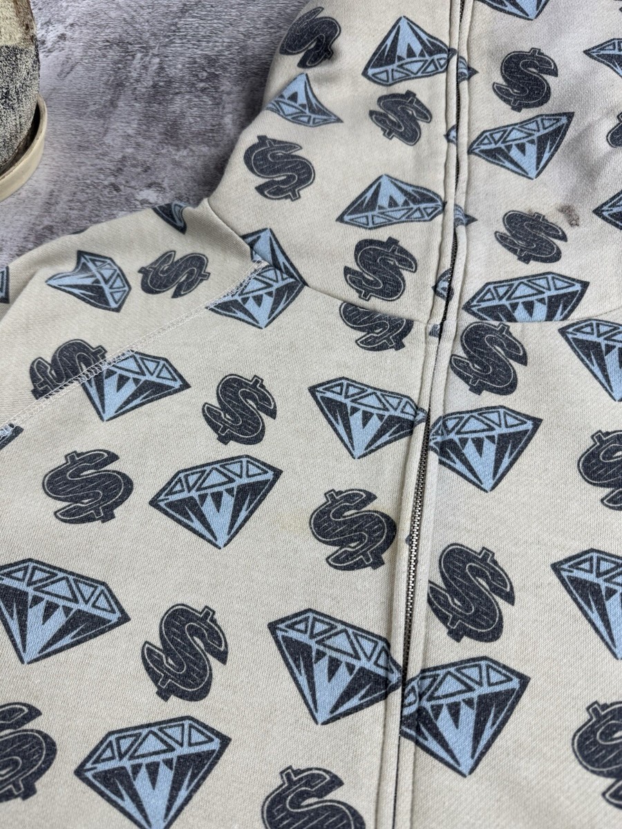 VINTAGE BBC BILLIONAIRE BOYS CLUB MONOGRAM FULL ZIP DOLLAR DIAMOND