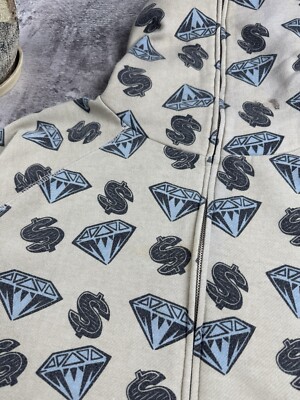 VINTAGE BBC BILLIONAIRE BOYS CLUB MONOGRAM FULL ZIP DOLLAR DIAMOND