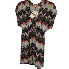 New Women's Miken Chevron Print Empire Waist Swimsuit Cover-Up NWT Size S