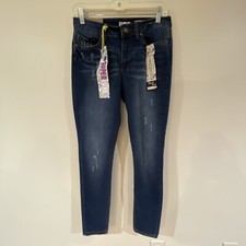 NWT Indigo Rein Women Dark Wash Blue Denim Mid Rise Women  s Sz 11 Distressed