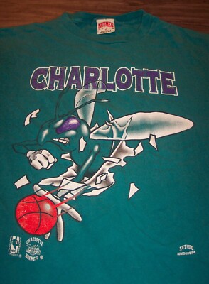 NUTMEG NBAラガーシャツ　ホーネッツ　Mサイズ VINTAGE THROWBACK CHARLOTTE HORNETS NBA BASKETBALL T-Shirt