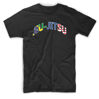 Men's Jiu Jitsu Brazil US Flag F97 Black T Shirt MMA Choke BJJ Brazilian America