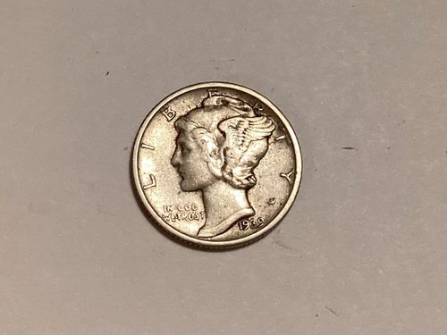 1939-D Mercury Dime VF Very Fine 90% Silver Free Shipping